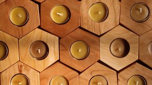 Wooden Hexagon <b>Tea</b> <b>Light</b> Candle Holder Premium Natural Wood | Handmade Decorative Candle Stand for Home Decor, Diwali, Living R - Product Image 2