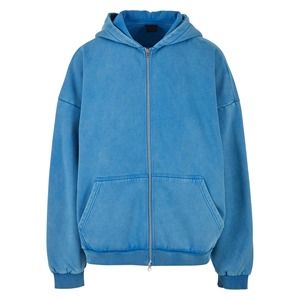 Relevo Industries <b>Men's</b> Oversized Blue Hooded Zip-Up Sweatshirt 100% Cotton French Terry Casual Autumn Wear For <b>Men</b> - Product Image 5