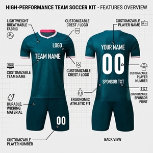 Custom Soccer Jersey Set Sublimated Breathable Football Uniforms Wholesale <b>Men</b> Short Sleeve Team Sportswear Kit OEM - Product Image 2