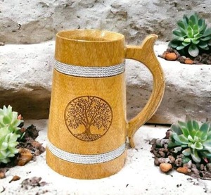 Wooden Coffee Mug Handmade Eco Friendly Natural Wood Tea Cup Rustic Drinkware Gift Item for Home <b>Kitchen</b> Use - Product Image 4