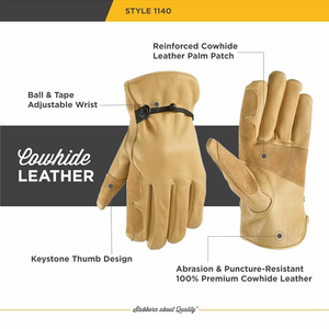 Top Quality Reinforced Cowhide Grain Leather <b>Driver</b> <b>Gloves</b> Personal Protective Heavy Duty Abrasion Resistant Durability <b>Gloves</b> - Product Image 5