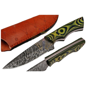 Sizzco personalizado hecho a mano de acero de Damasco hoja fija caza Camping Skinner cuchillo hermoso cuchillo de utilidad con mango de Micarta - Product Image 1