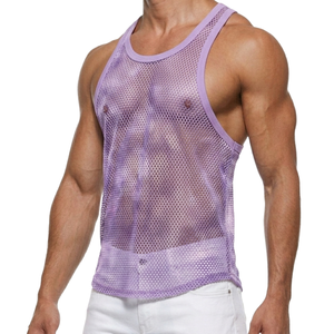 OEM Custom Casual Strength Training Yoga Running Gym Workout Lightweight 100% Cotton <b>Mesh</b> Square Collar Breathable Tank <b>Tops</b> Men - Product Image 1