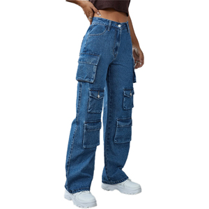 Jeans de mujer estilo hip hop urbano, transpirables, holgados, para primavera/verano, con múltiples bolsillos, pantalones cargo de cintura alta a la moda. - Product Image 4