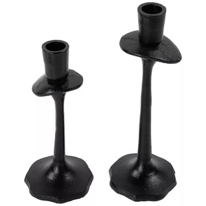 <b>Candlestick</b> <b>Holder</b> Set of 2 <b>Black</b> Taper <b>Holders</b> for Home Decoration Durable Metal Design - Product Image 2