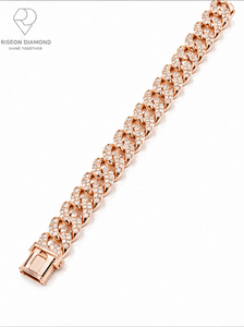 Premium Cuban link <b>bracelet</b> in rose gold with oversized links hand set lab grown diamonds luxury fashion statement jewelry - Product Image 3