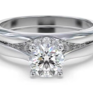 Round Diamond Shoulder <b>Set</b> <b>Ring</b> With Matching Wedding Band 0.80 Ct Lab Grown Diamond In 18K <b>Gold</b> Platinum - Product Image 1