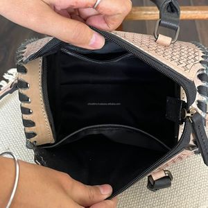 Superbe Sac à Main Western en Cuir Véritable « Speedy » Nouveau Motif Floral Aigle Sculpté, avec Poignée Supérieure et Bandoulière, Petit Sac de Voyage - Product Image 6
