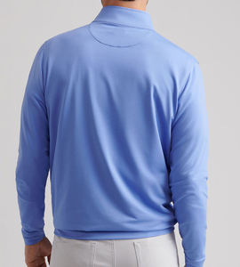 Sweat-shirt à col zippé noir pour homme, manches longues, couleur unie, col zippé, pull de golf à manches longues pour homme - Product Image 4
