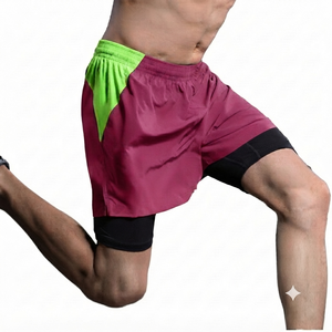Manufacturer Dark Pink Custom Men High Waist <b>Athletic</b> Workout Shorts Ribbed Gym Casual Running Pockets Contrast Wholesale Oxford - Product Image 1