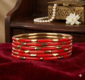 Juego de brazaletes hechos a mano para mujer, conjunto de brazaletes de hueso y latón indio, moda de la India - Product Image 1