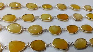 Ópalo amarillo natural facetado de forma libre de 12 a 15 mm, conector de bisel, cadena de piedras preciosas, se vende por pie - Product Image 2