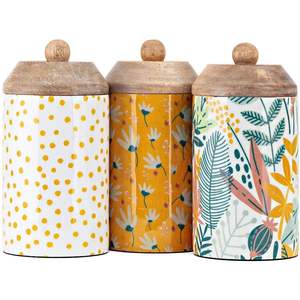 Handcrafted Acacia Wood Enamel Printed Multipurpose <b>Storage</b> <b>Jar</b> <b>Kitchen</b> Use - Product Image 3