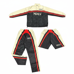 Conjunto de Chaqueta y Pantalón Corto Impermeable Ligero con Logotipo Personalizado para Hombre, Chaqueta con Cremallera y Ribete Reflectante, 2 Piezas - Product Image 1