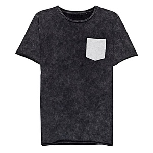 T-shirt uni en coton 100% doux, col rond, noir, personnalisable, impression sur mesure, col en V, pour hommes, vente en gros, mode OEM. - Product Image 1