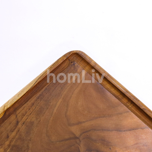 Planche à découper en bois de teck naturel massif avec rainure pour les jus, durable, faite à la main, décorative, pour la viande, le poisson et les fruits - Product Image 3