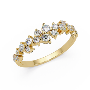 Anillos de moda con diamantes cultivados en laboratorio de corte redondo, anillo de media eternidad, banda de compromiso de oro puro de 14K para mujer, joyería fina para boda - Product Image 2