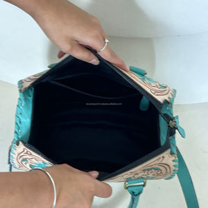 Nuevo Bolso de Mano de Cuero Vacuno Genuino Hecho a Mano, Estilo Vintage, de Alta Calidad, con Diseño Floral Mediano, Perfecto para Mujeres, para Fin de Semana - Product Image 6