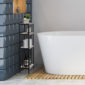 MyGift Whitewashed Wood 4-Tier Freestanding <b>Shelf</b> - Trending Now for <b>Bathroom</b> & Living Room <b>Storage</b> - Product Image 2