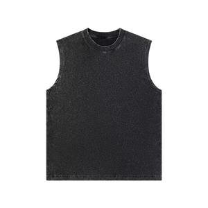 เสื้อกล้ามออกกำลังกายผ้าคอตตอนหนาน้ำหนักมากทรงโอเวอร์ไซส์สำหรับผู้ชาย เสื้อยืดทรงเข้ารูปแบบคัทออฟ ล้างสีแบบแอซิดวอช รับสกรีนโลโก้ เสื้อยืดทรงหลวม - Product Image 2