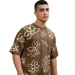 T-shirts en coton 100% de haute qualité, épais, imprimés, brodés, unis, grande taille, pour hommes - Product Image 5