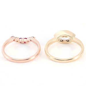 Rose Gold Plated 10K Gold Women's Engagement <b>Ring</b> Lab Created Cubic Zirconia Oval Stone Prong Setting Classic Style - Product Image 2