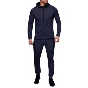 Men's Sweatshirt Joggers Tracksuit Set Streetwear High Quality New Customized Rhinestone 100% Cotton Hooded Drawstring Closure - Product Image 1