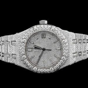 Atractivo Reloj Clásico Hip Hop para Él, Personalizado con Diamantes, Completamente Cubierto de Diamantes, con Fecha Automática, Movimiento de Cuarzo y Diamantes Moissanite - Product Image 4