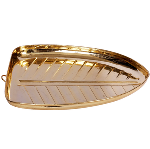Plat de service et plateau décoratif en laiton en forme de feuille d'or pour fêtes, mariages et utilisation en restauration - Product Image 4