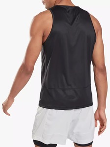 เสื้อกล้ามถักสีดำสำหรับผู้ชาย คอกลม แขนกุด สปอร์ต แห้งเร็ว ผลิตจากโพลีเอสเตอร์ เหมาะสำหรับวิ่ง - Product Image 2