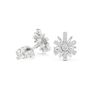 Pendientes de Oro Blanco de 14K con Diamantes Cultivados en Laboratorio, Redondos, para Uso Diario, para Mujer |   Diamante Cultivado Nuevo - Product Image 5