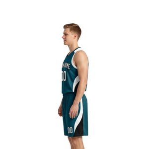 Conjunto de Uniforme de Baloncesto con Diseño de Panel para Hombre, Camiseta sin Mangas con Cuello en V y Pantalones Cortos Holgados a Juego con Nombre del Equipo y Números de Jugador - Product Image 5