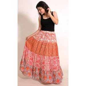 Indian Cotton Maxi <b>Skirt</b> Handmade Printed Bohemian <b>Long</b> Wrap <b>Skirt</b> Women's Vacation Beach Wear - Product Image 3