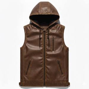 Nouveau Gilet de Moto en Cuir Premium Tendance pour Homme, Coupe-Vent, Grande Taille, Sans Manches, Protection Personnalisable pour la Conduite - Product Image 1