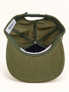 Casquette de baseball unisexe en velours côtelé vert à 5 panneaux, chapeau d'extérieur avec broderie montagne et forêt - Product Image 3