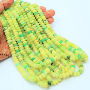 Magnifiques perles rondes lisses en opale jaune citron vert, 16 pouces 7-10 mm, perles en opale jaune, fabrication de bijoux artisanale - Product Image 1