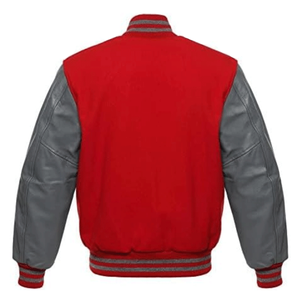 Blouson Bomber Homme Hiver Tendance en Laine Bordeaux avec Manches en Cuir Véritable Doré Chauffant et Écologique - Product Image 6