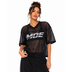 Camiseta de Fútbol Americano Personalizada Unisex Ligera de Malla Transparente, Venta al Por Mayor, Transpirable, Cuello en V, Estilo Hip Hop Urbano Premium - Product Image 4