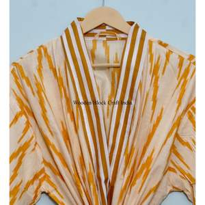 Bata de algodón puro con estampado indio, kimono de verano, pareo floral para playa, cómoda bata de maternidad, kimono de primavera, albornoz, regalo - Product Image 4