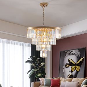 Lampadario a Soffitto Contemporaneo a 4 Livelli in Cristallo Dorato da 24 Pollici, Lampada a Sospensione Moderna per Sala da Pranzo e Soggiorno con Finitura Dorata - Product Image 3