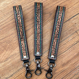 OEM/ODM lanière de téléphone d'identité en cuir usiné à la main de haute qualité personnalisée pour femmes porte-clés bracelet en cuir de vachette dragonne de luxe - Product Image 3