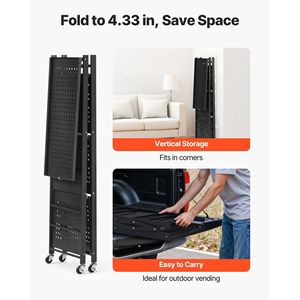 Scaffale Pieghevole a 4 Ripiani 66x33x117 cm, Nessun Montaggio Richiesto, Unità di Stoccaggio in Metallo con 5 Ruote - Product Image 5