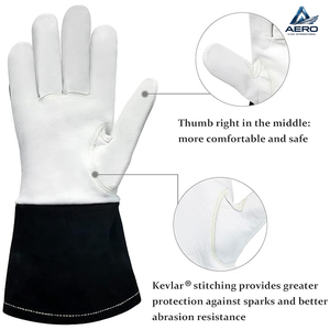 With Extended Cuff Premium Two-Tone Leather Safety <b>Gloves</b> Reinforced Palm Design for Industrial Maintenance and Heat Resistance - Product Image 5