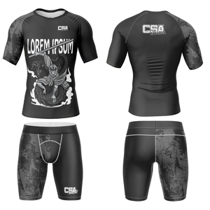 Ensemble de rashguards pour hommes imprimés par transfert thermique, design personnalisé et élégant, vente en gros directe d'usine, vêtements de compression respirants pour hommes - Product Image 1