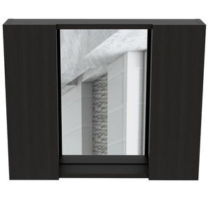 Armadietto Portamedicinali a Doppia Anta DEPOT E SHOP con Nero Granato e Un Ripiano Esterno, Specchio da Bagno Incluso - Product Image 3