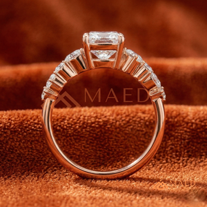 Blush Rose Gold Multi-Shape Cluster Ring – Elegant <b>Cushion</b>-Cut <b>Statement</b> Band The "Aurora" <b>Cushion</b> Ring – Rose Gold Plated - Product Image 3