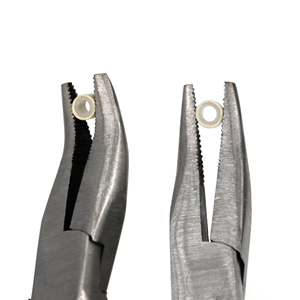 Durable Stainless Steel <b>Angled</b> Pliers for Nano Hair Extensions Pink Black Handle 2-in-1 Tool - Product Image 5