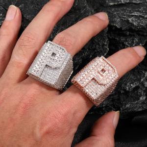 Anillo Personalizado con Letra y Número | Anillo Hip Hop con Incrustaciones de Diamantes | Diamante Moissanite VVS | Anillo de Plata de Ley 925 para Bodas y Fiestas |   Joyería HUMERA - Product Image 1