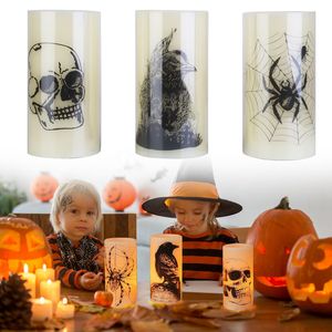 3 Pack Halloween Flameless Orange <b>Light</b> Candle Lamp Battery Operated with <b>Timer</b> Setting Warm Decor for Party - Product Image 1