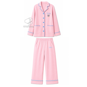 Gamma Phi Delta Sorority Pajama Set Women's Embroidered Button-Front PJs With Herringbone Stitch Edges Cozy Sleepwear Night Suit - Product Image 1